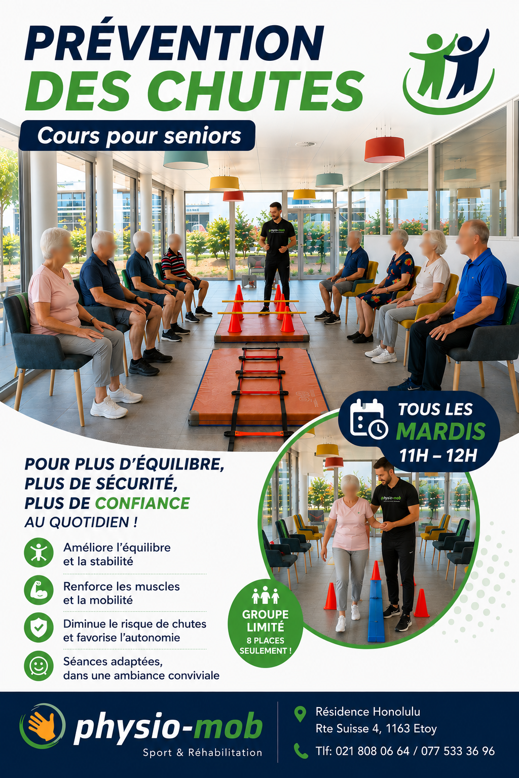 Flyer Prévention des chutes — cours pour seniors à Etoy