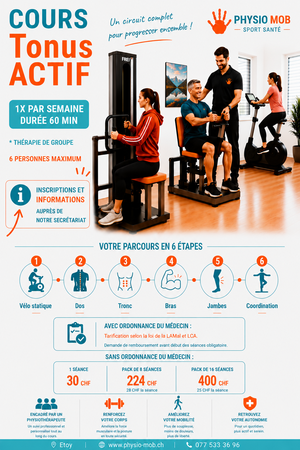 Flyer du cours Tonus Actif — circuit complet de renforcement et mobilité à Etoy