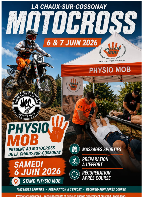 Affiche Motocross de La Chaux-sur-Cossonay 2026 avec PhysioMob