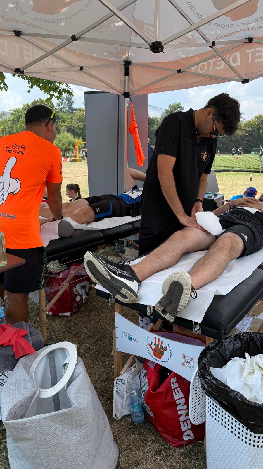 Récupération de l'équipe sportive au stand PhysioMob